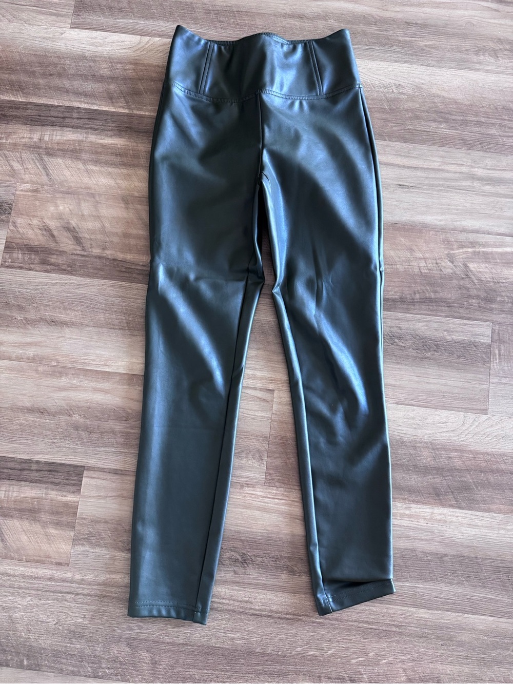 Dark Green Leather Leggings